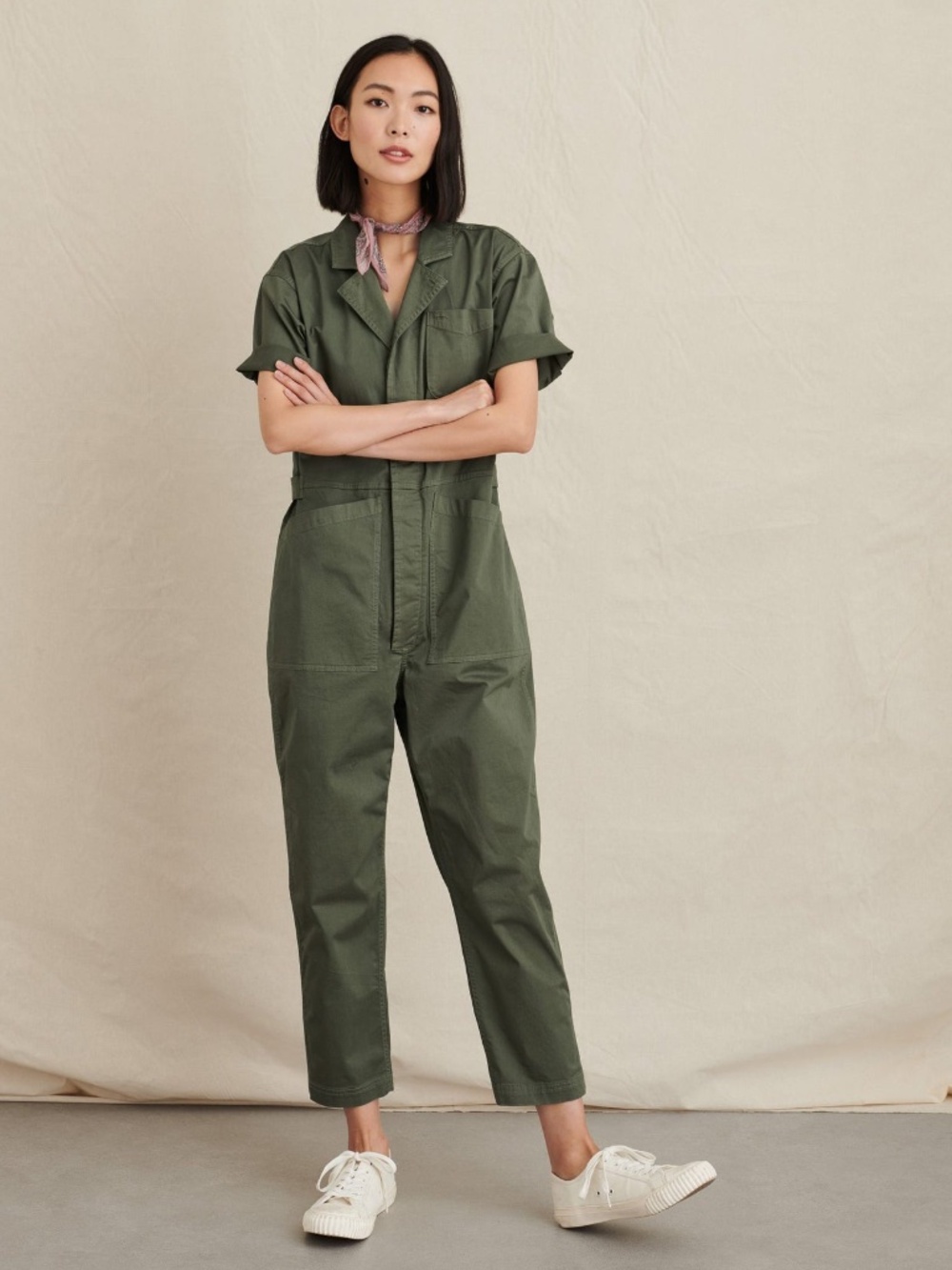 Alex Mill Standard Short-Sleeve Jumpsuit in Faded Olive